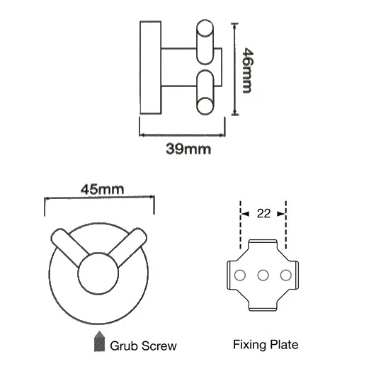 Double Coat Hook - Concealed Fix in Polished Stainless Steel - Image 2