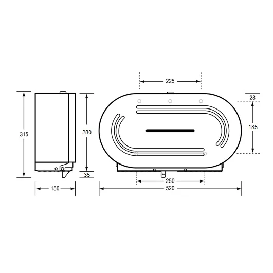 Double Jumbo Toilet Roll Dispenser in Satin Stainless Steel - Image 2