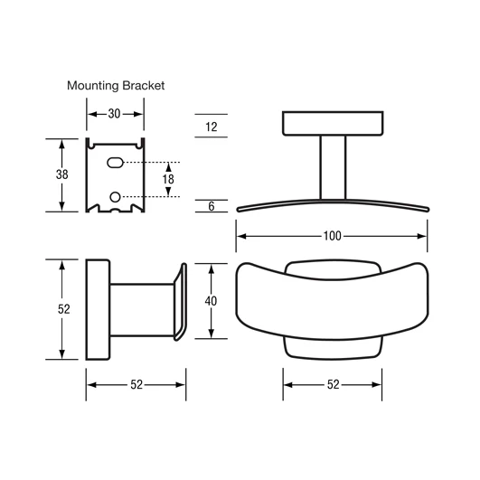 Double Robe Hook - Concealed Fix in Polished Stainless Steel - Image 2