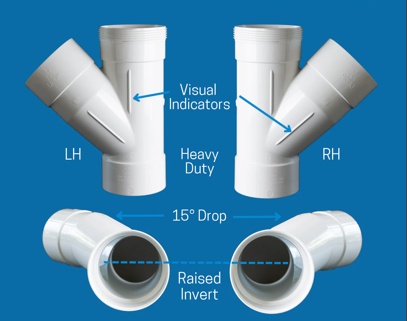 DWV Jumpdown Junction 100mm X 45 Deg X 15 Deg PVC - Image 4
