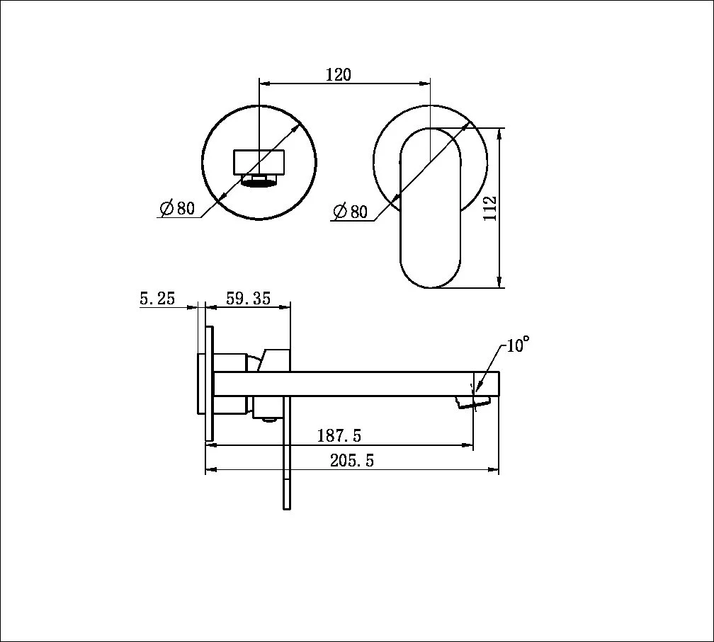 Ecco Wall Basin/Bath Mixer Separate Back Plate - Image 4