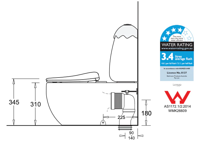 Egg Junior II Back To Wall Toilet Suite for Children with White Cistern Lid - Image 3