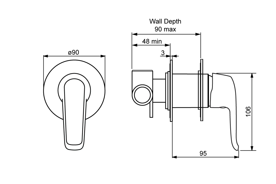 Enware-Oras Safira In-Wall Compact Shower Mixer - ON BACK ORDER DUE MARCH 2026 - Image 2