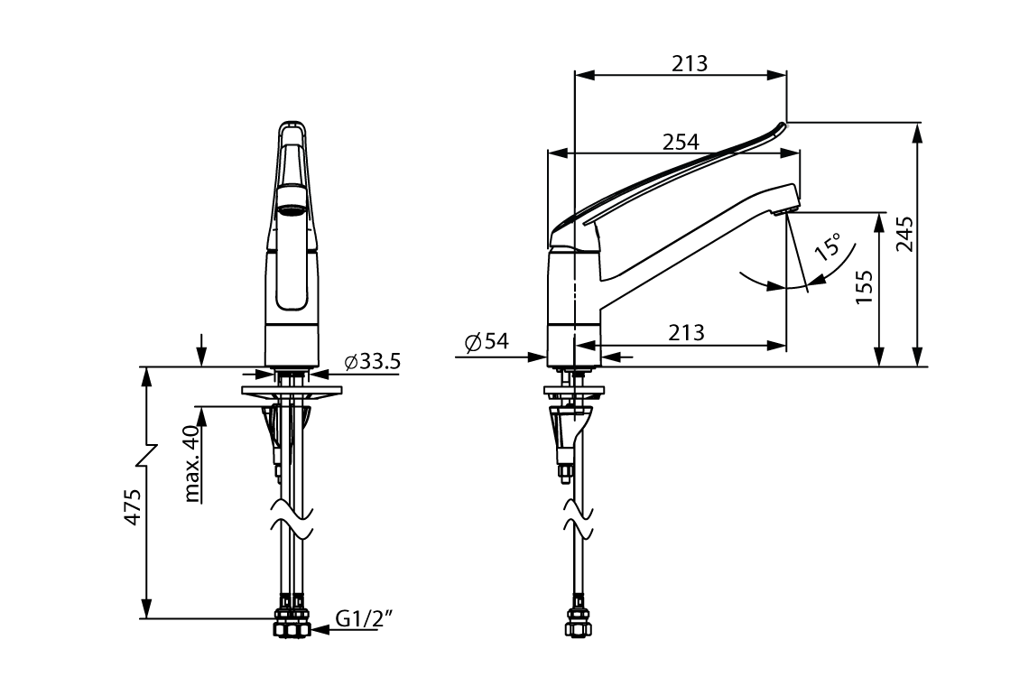 Enware-Oras Safira Sink Mixer with Extended Lever - Image 2