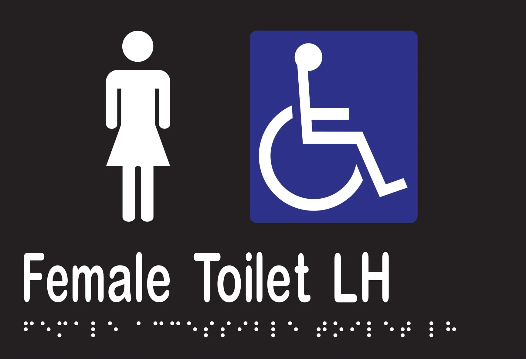 Female Accessible Toilet LH Braille 220mmW x 150mmH - Image 2
