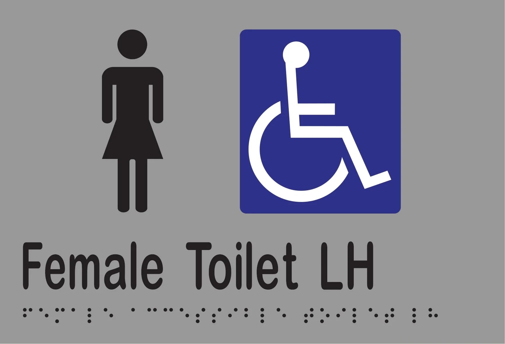 Female Accessible Toilet LH Braille 220mmW x 150mmH - Image 3