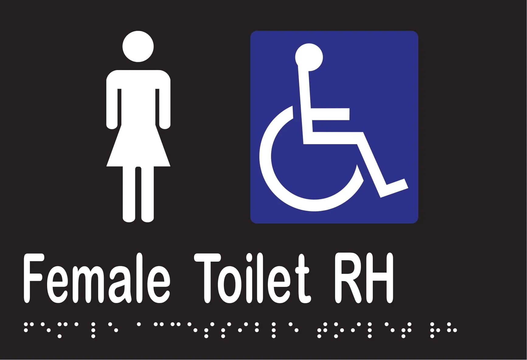 Female Accessible Toilet RH Braille 220mmW x 150mmH - Image 2