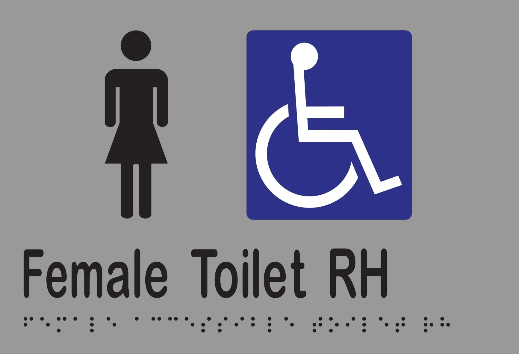 Female Accessible Toilet RH Braille 220mmW x 150mmH - Image 3