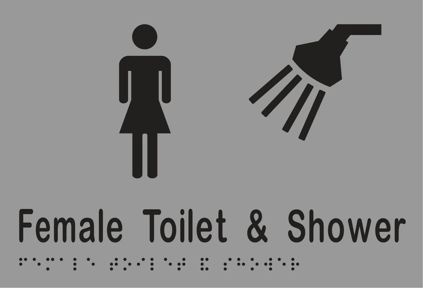 Female Toilet & Shower Braille 220mmW x 150mmH - Image 3