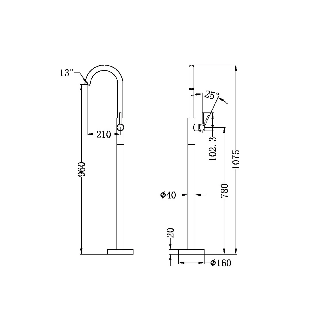Floormount Mixer Matte White - Image 2