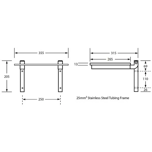 Folding Shower Seat in Compact Laminate 355mm W x 265mm D - Image 2