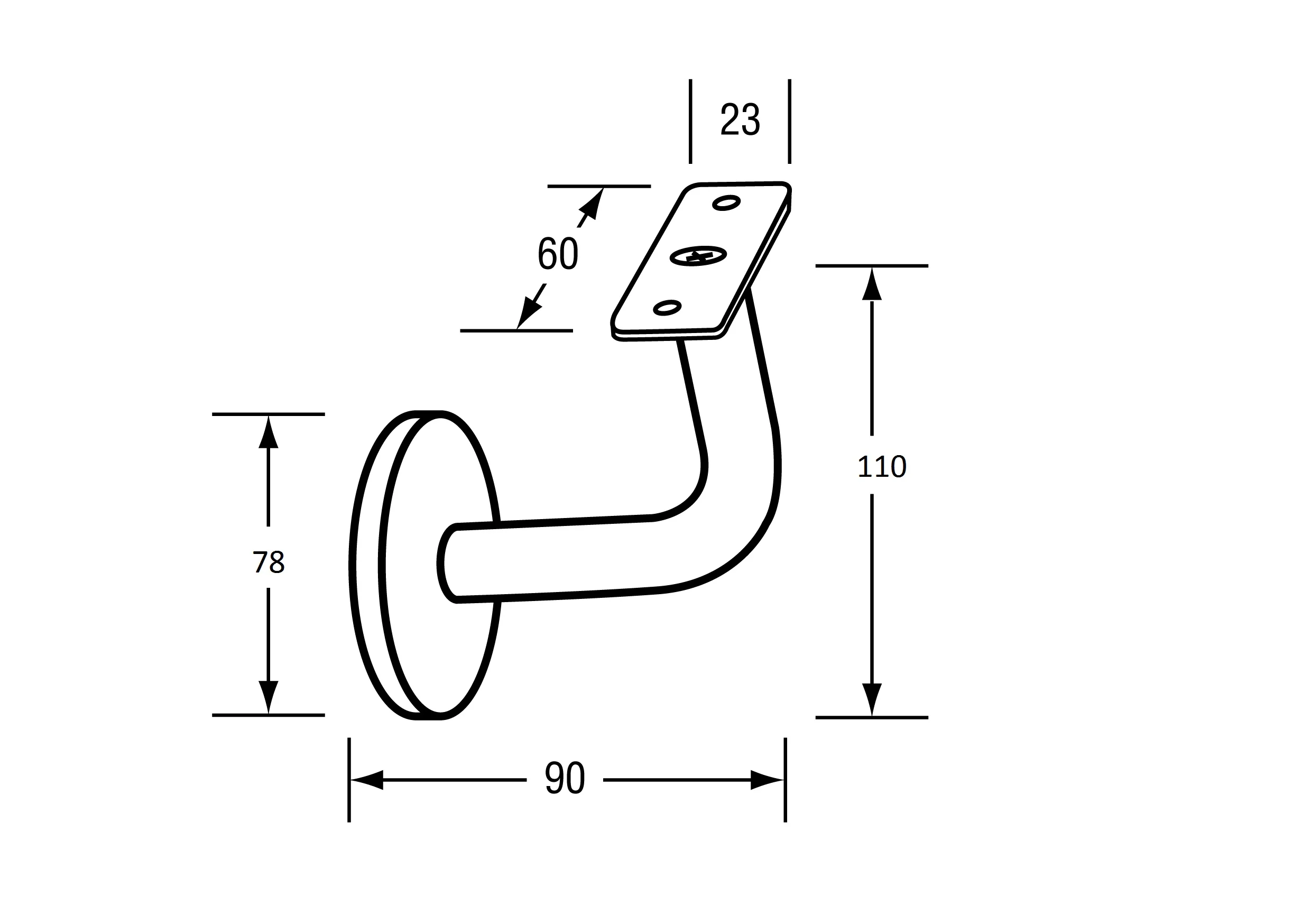 Hand Rail Bracket Flat Mount - Image 2
