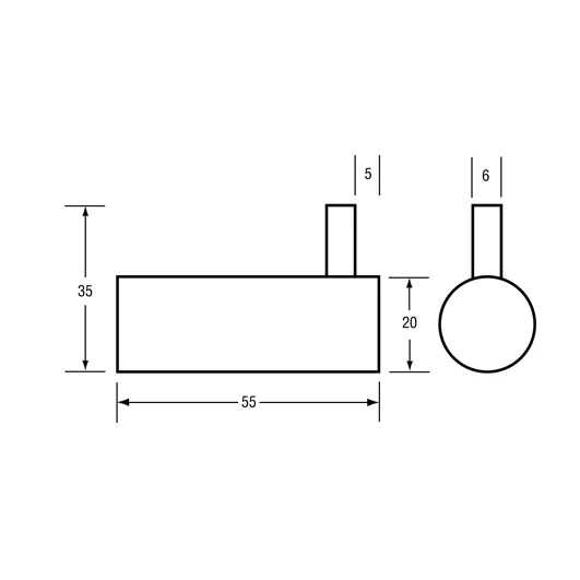 Hat and Coat Hook - Concealed Fix in Polished Stainless Steel 20mmW x 35mmH x 55mmD - Image 2