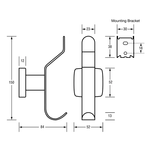 Hat and Coat Hook - Concealed Fix in Satin Stainless Steel - Image 3