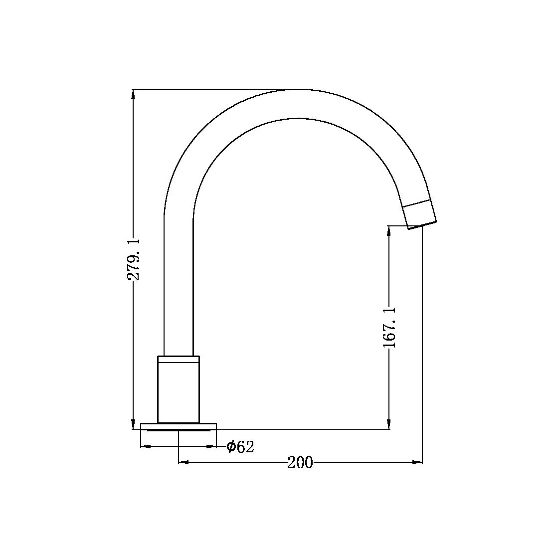 Kara Hob Mount Bath Spout Only G1/2 Female Inlet - Image 8