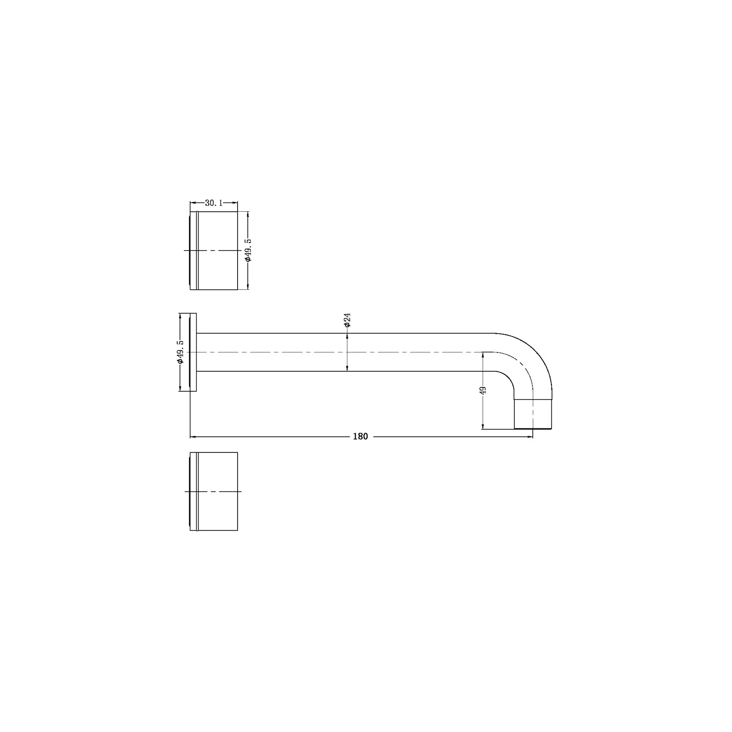 Kara Wall Basin Set 180mm Spout - Image 6