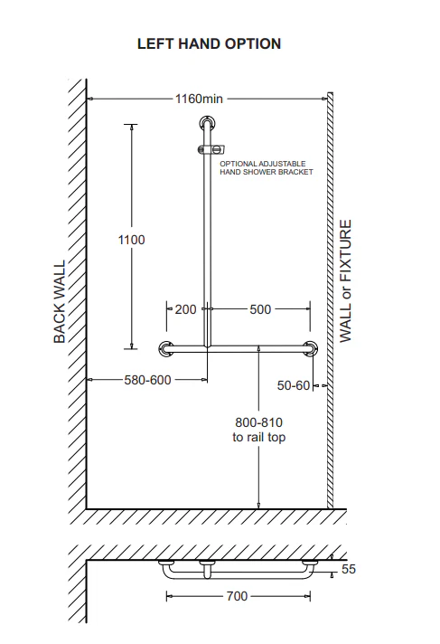 Left Hand Assisted Living Shower Kit - Image 6