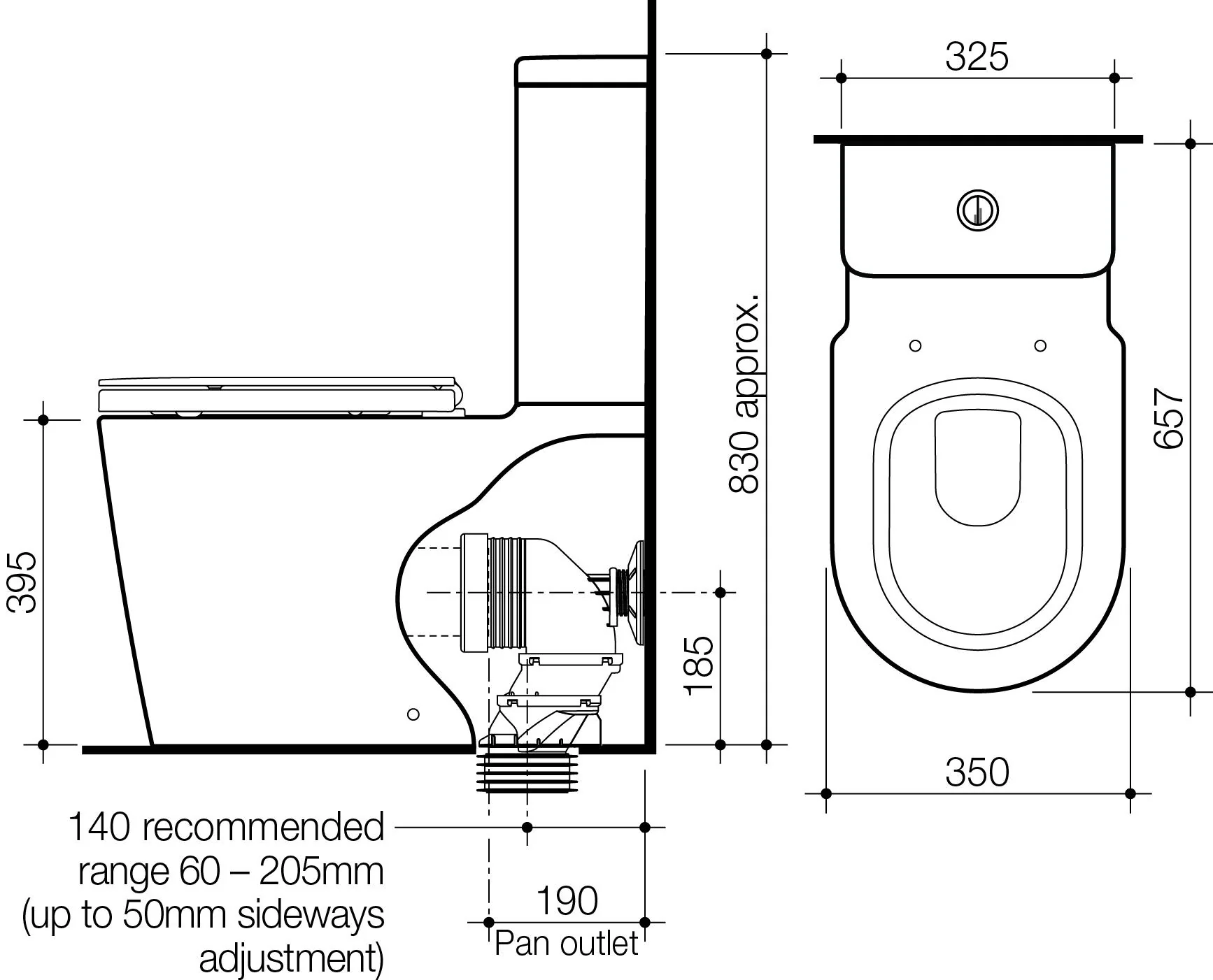 Caroma Liano CleanFlush Wall Faced Toilet Suite - Back Entry, White | 766200W - Image 3