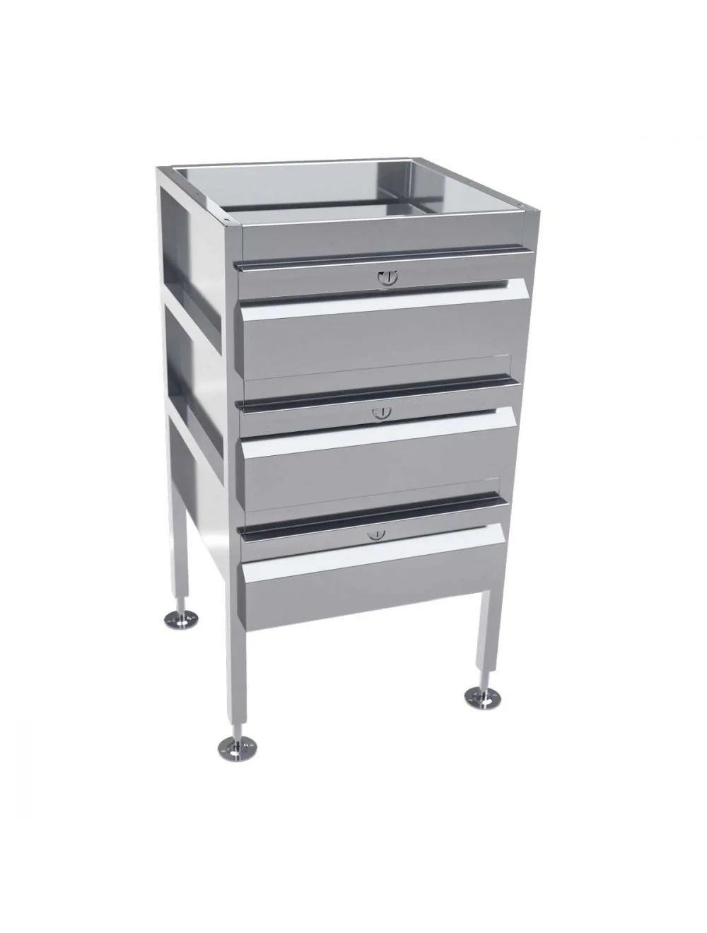 Lockable Freestanding Stainless Steel Drawer Unit (3 drawers) - Image 2