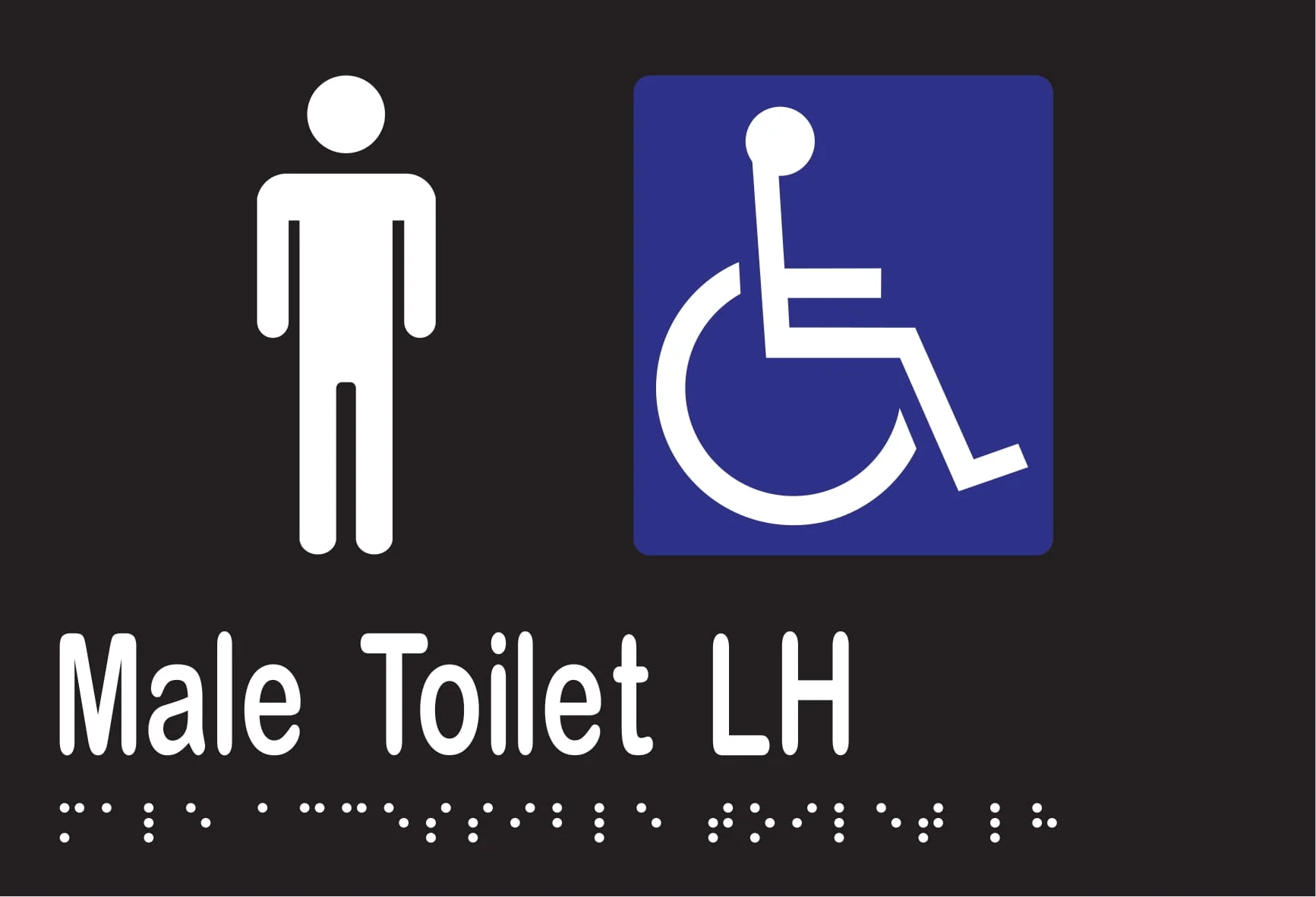 Male Accessible Toilet LH Braille 220mmW x 150mmH - Image 2