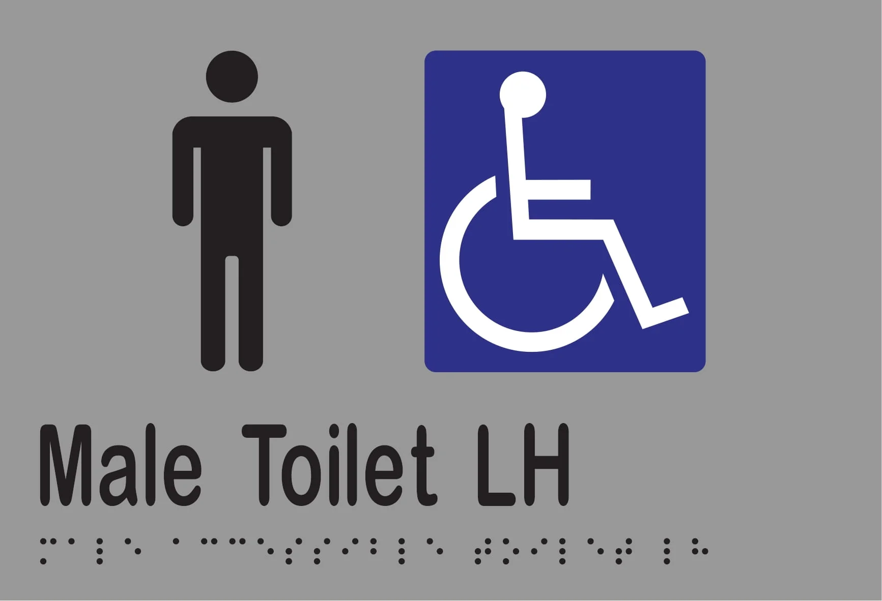 Male Accessible Toilet LH Braille 220mmW x 150mmH - Image 3
