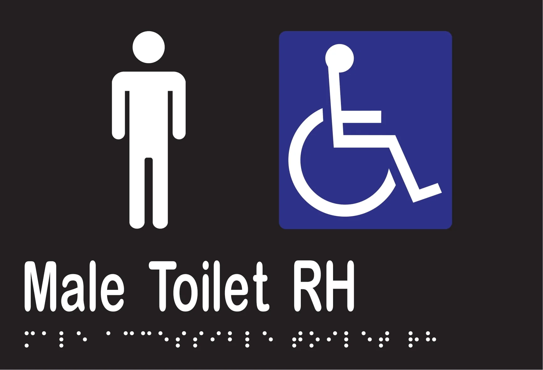 Male Accessible Toilet RH Braille 220mmW x 150mmH - Image 2