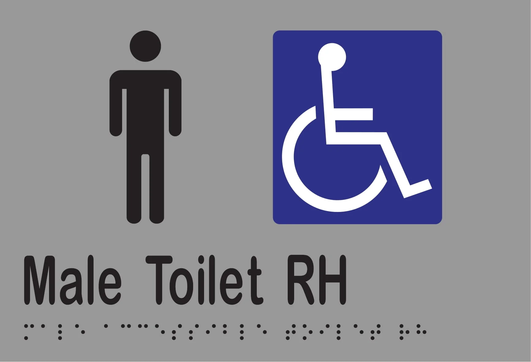 Male Accessible Toilet RH Braille 220mmW x 150mmH - Image 3
