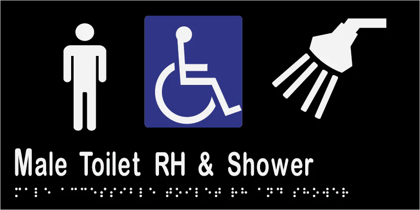Male Accessible Toilet & Shower RH 300mmW x 150mmH - Image 2