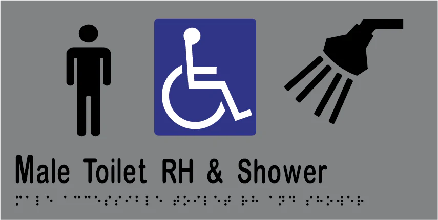 Male Accessible Toilet & Shower RH 300mmW x 150mmH - Image 3