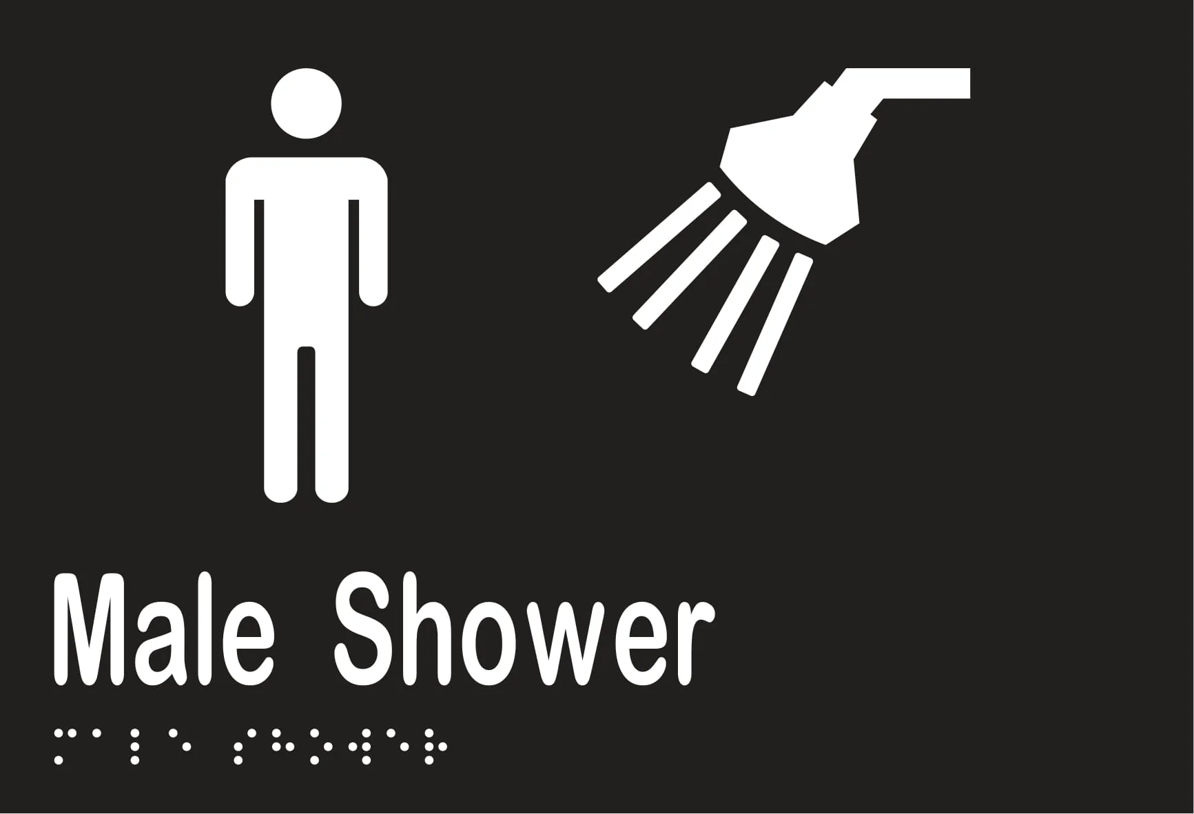 Male Shower Sign Braille 220mmW x 150mmH - Image 2