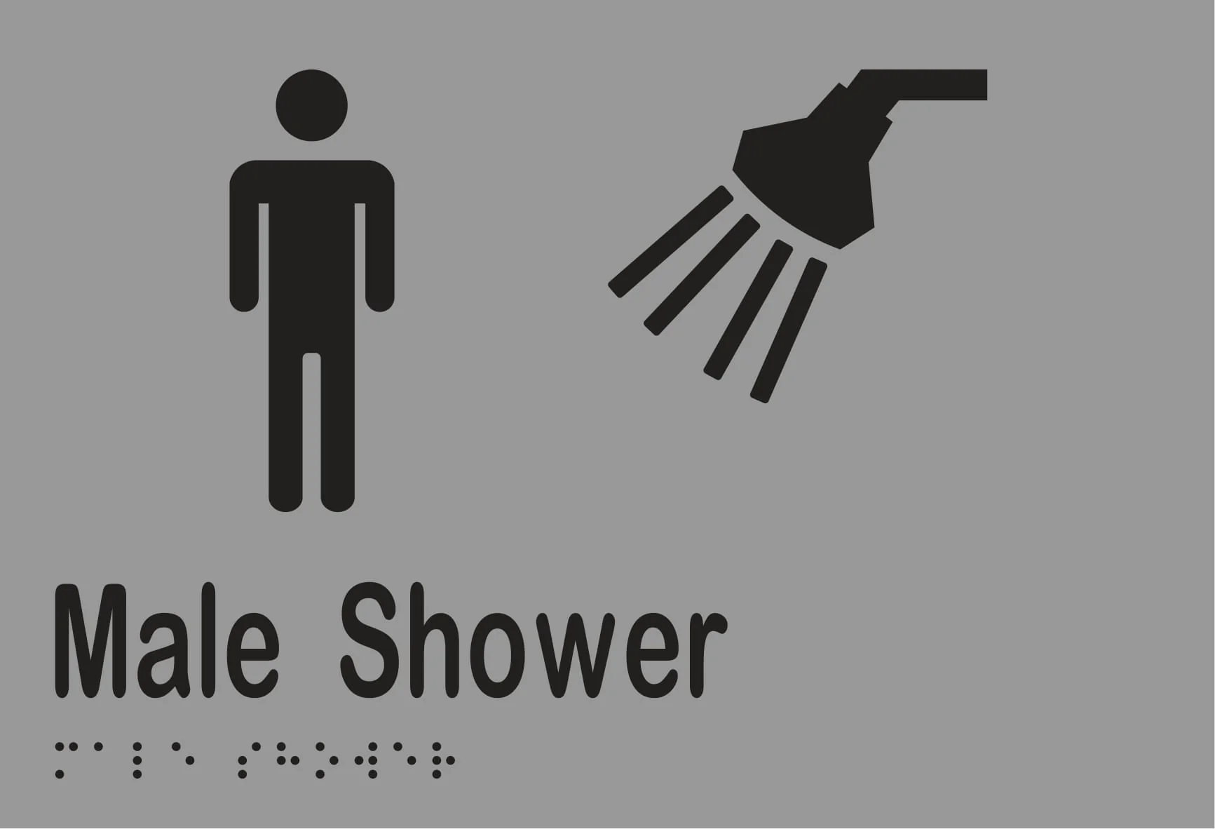 Male Shower Sign Braille 220mmW x 150mmH - Image 3
