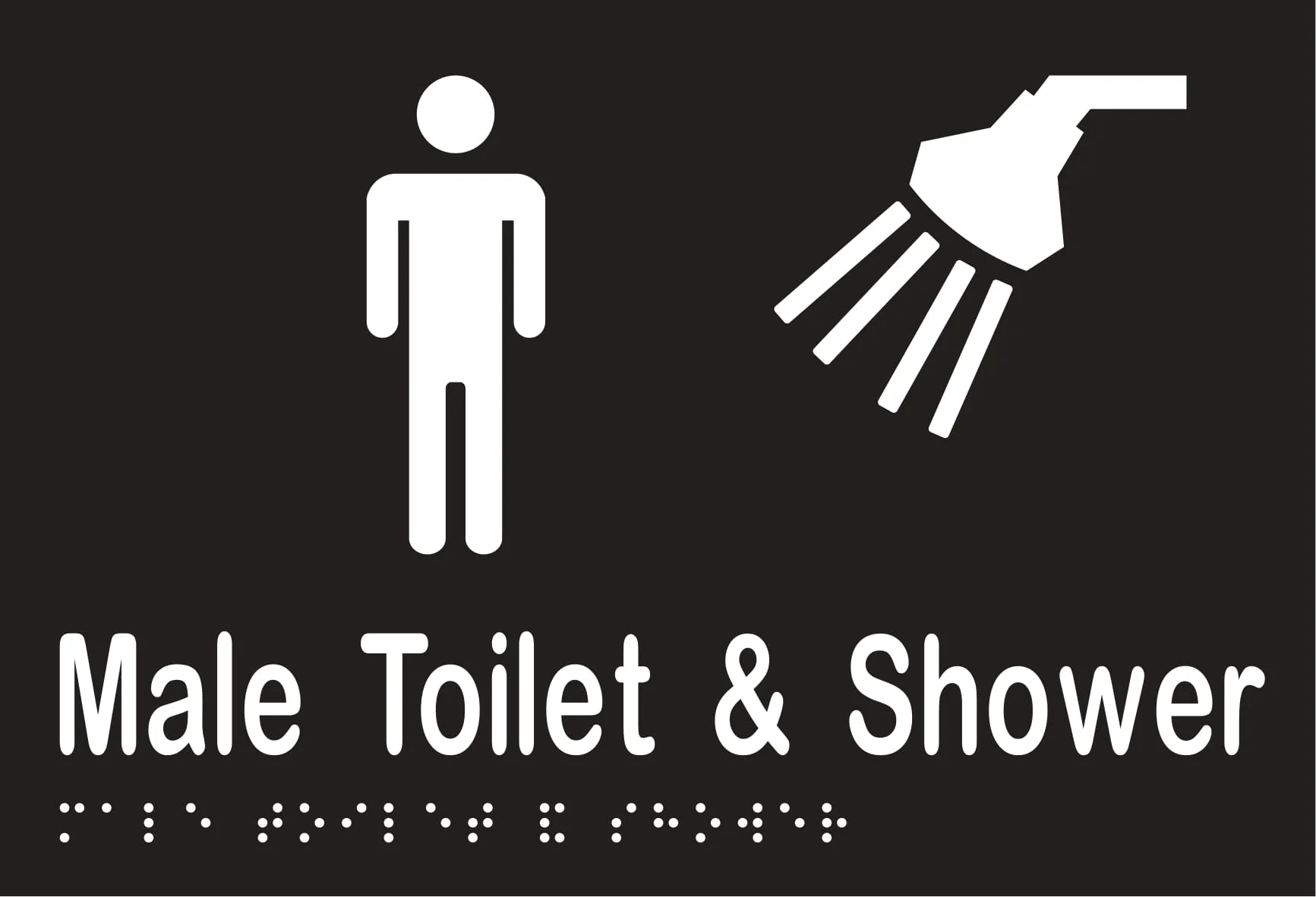Male Toilet & Shower Braille 220mmW x 150mmH - Image 2