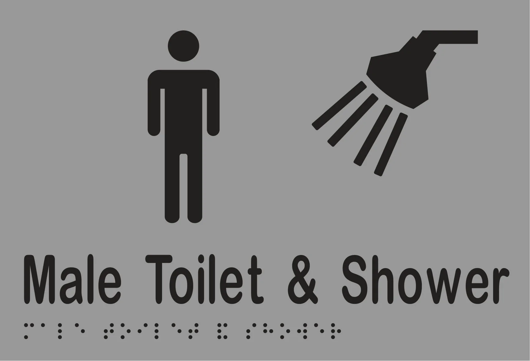 Male Toilet & Shower Braille 220mmW x 150mmH - Image 3