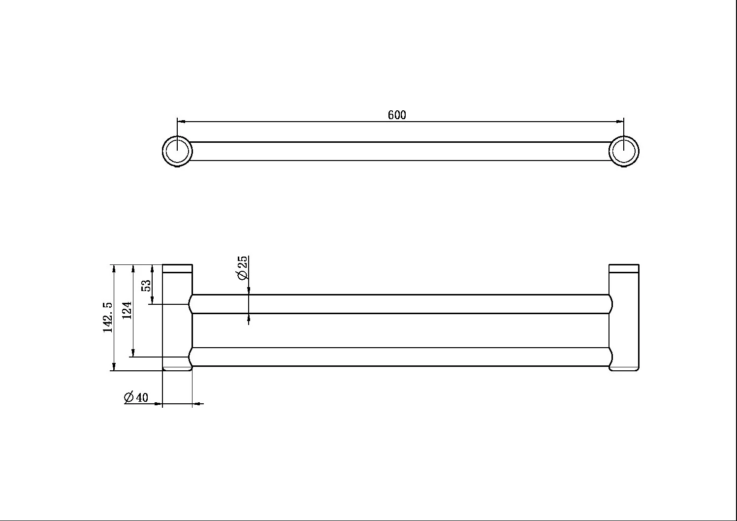 Mecca Care 25mm Grab Double Towel Rail 600mm - Image 13