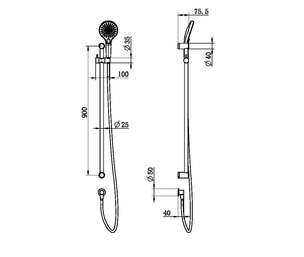 Mecca Care 25mm Grab Rail and Adjustable Shower Rail Set 900mm - Image 7