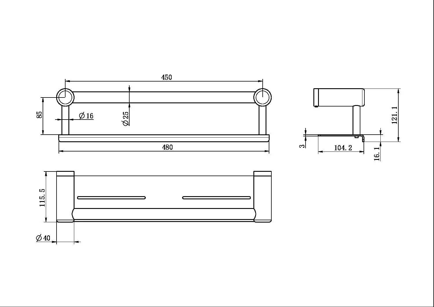 Mecca Care 25mm Grab Rail with Shelf 450mm - Image 13