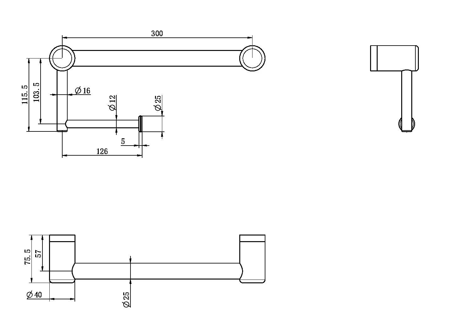 Mecca Care 25mm Toilet Roll Rail 300mm - Image 13