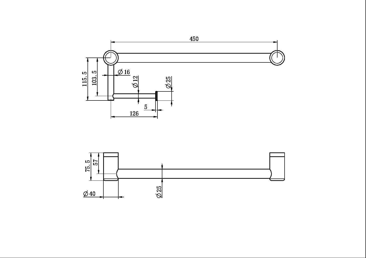 Mecca Care 25mm Toilet Roll Rail 450mm - Image 13
