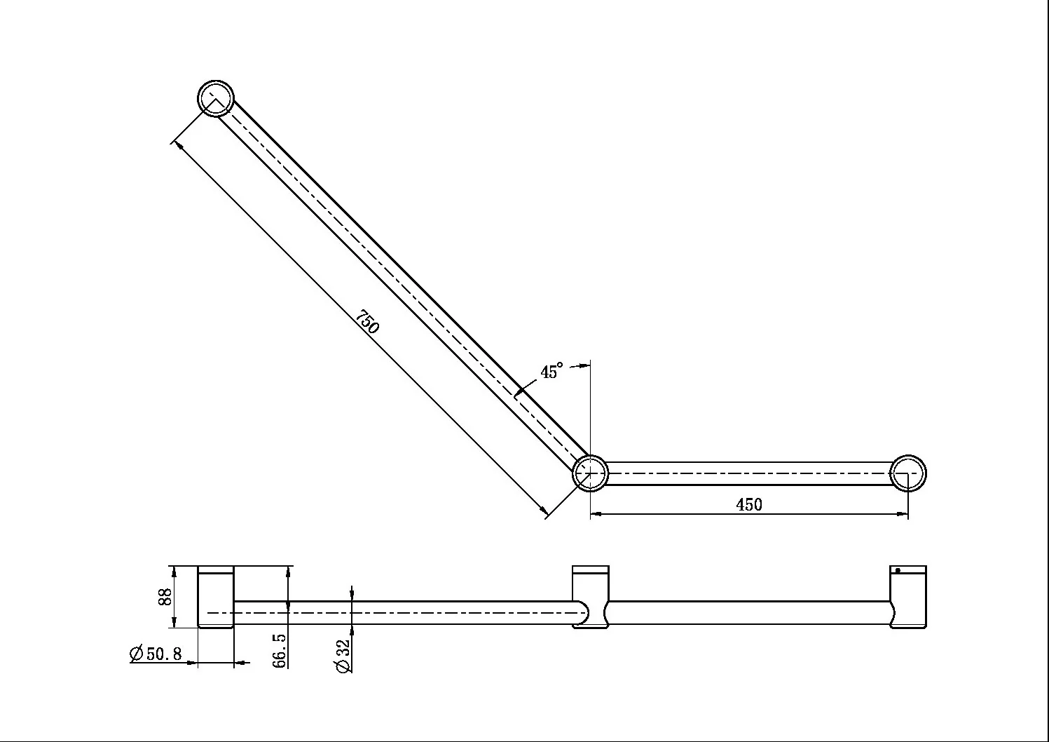Mecca Care 32mm Ambulant Toilet Grab Rail 45 Degree 750 mm x 450mm - Image 13
