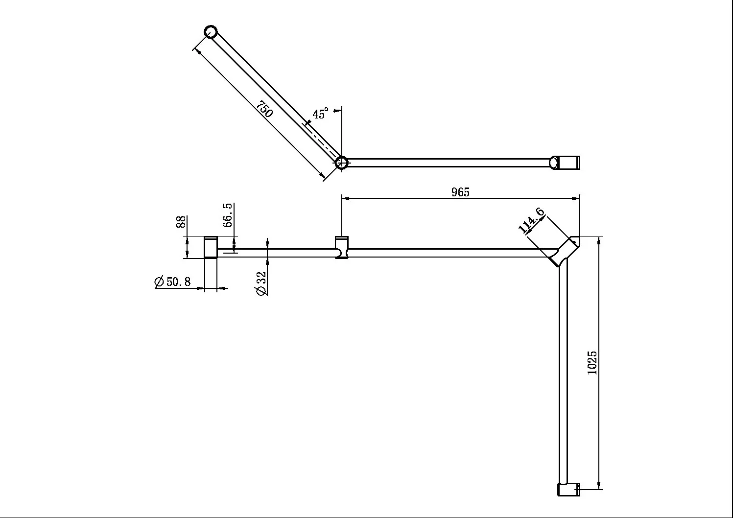 Mecca Care 32mm DDA Toilet Grab Rail Set 45 Degree Continuous 750x965x1025mm - Image 13