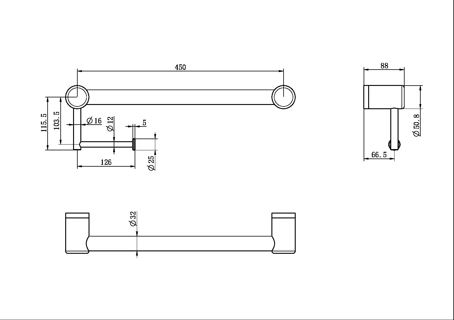 Mecca Care 32mm Grab Rail And Toilet Roll Holder 450mm - Image 13