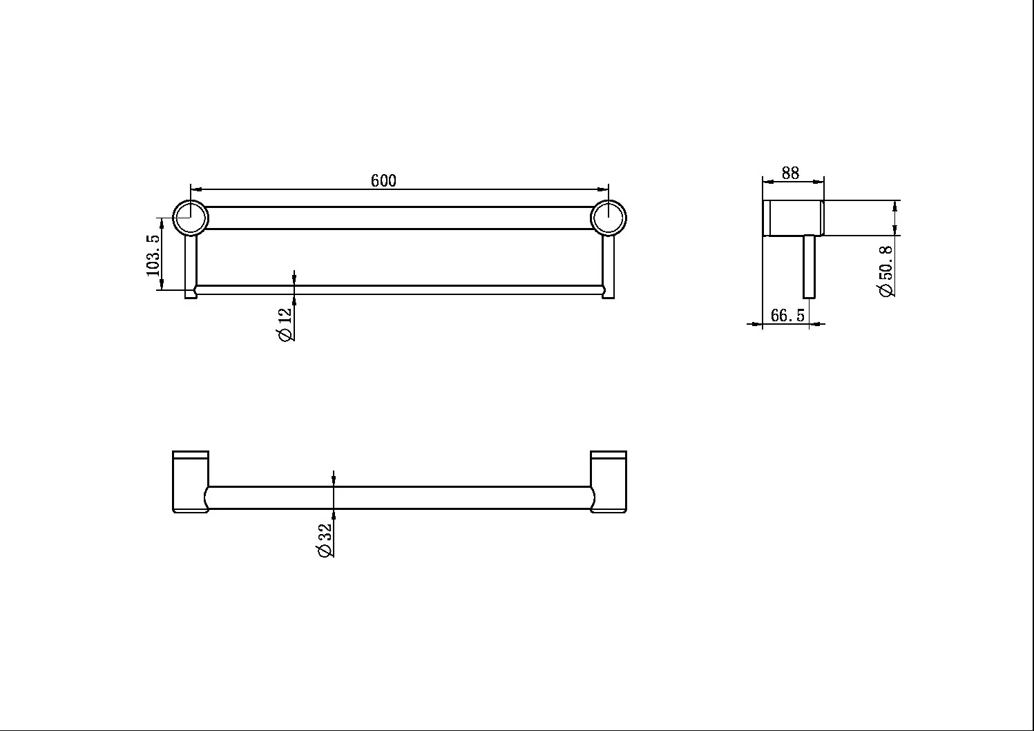 Mecca Care 32mm Grab Rail And Towel Rail 600mm - Image 13