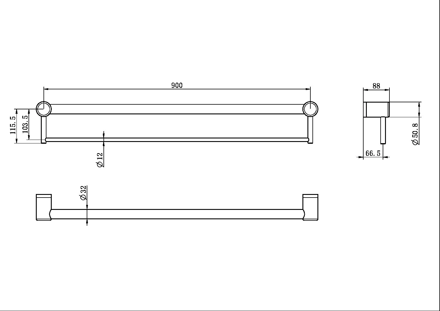 Mecca Care 32mm Grab Rail And Towel Rail 900mm - Image 13