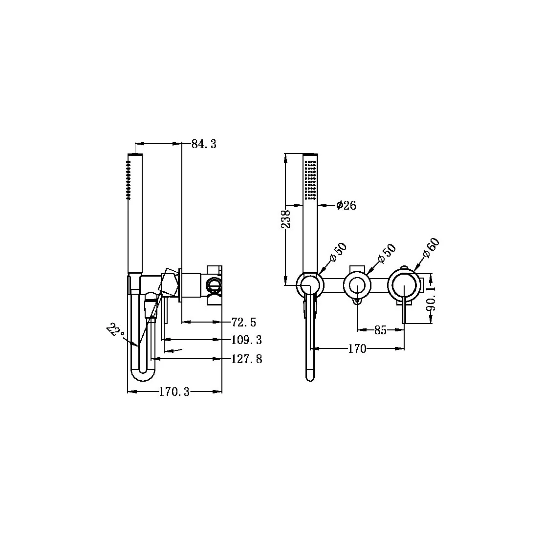 Mecca Shower Divertor Mixer System Separate Back Plate - Image 11