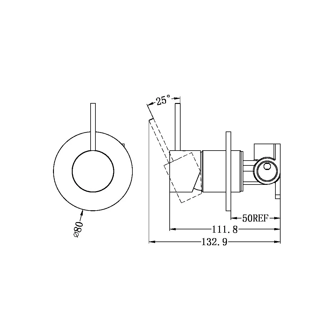 Mecca Shower Mixer Handle Up 80mm Plate - Image 10