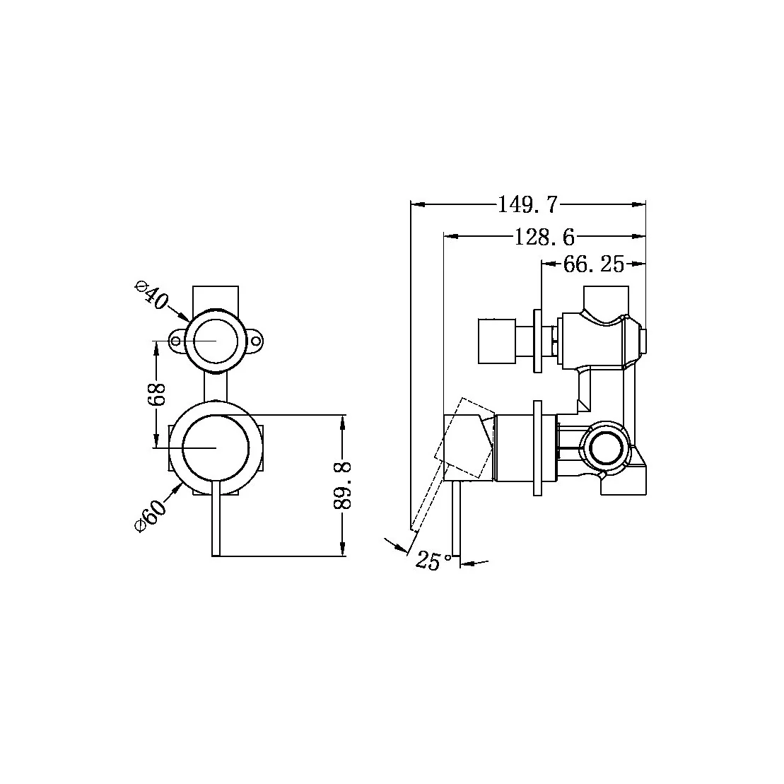Mecca Shower Mixer With Divertor Separate Back Plate - Image 10