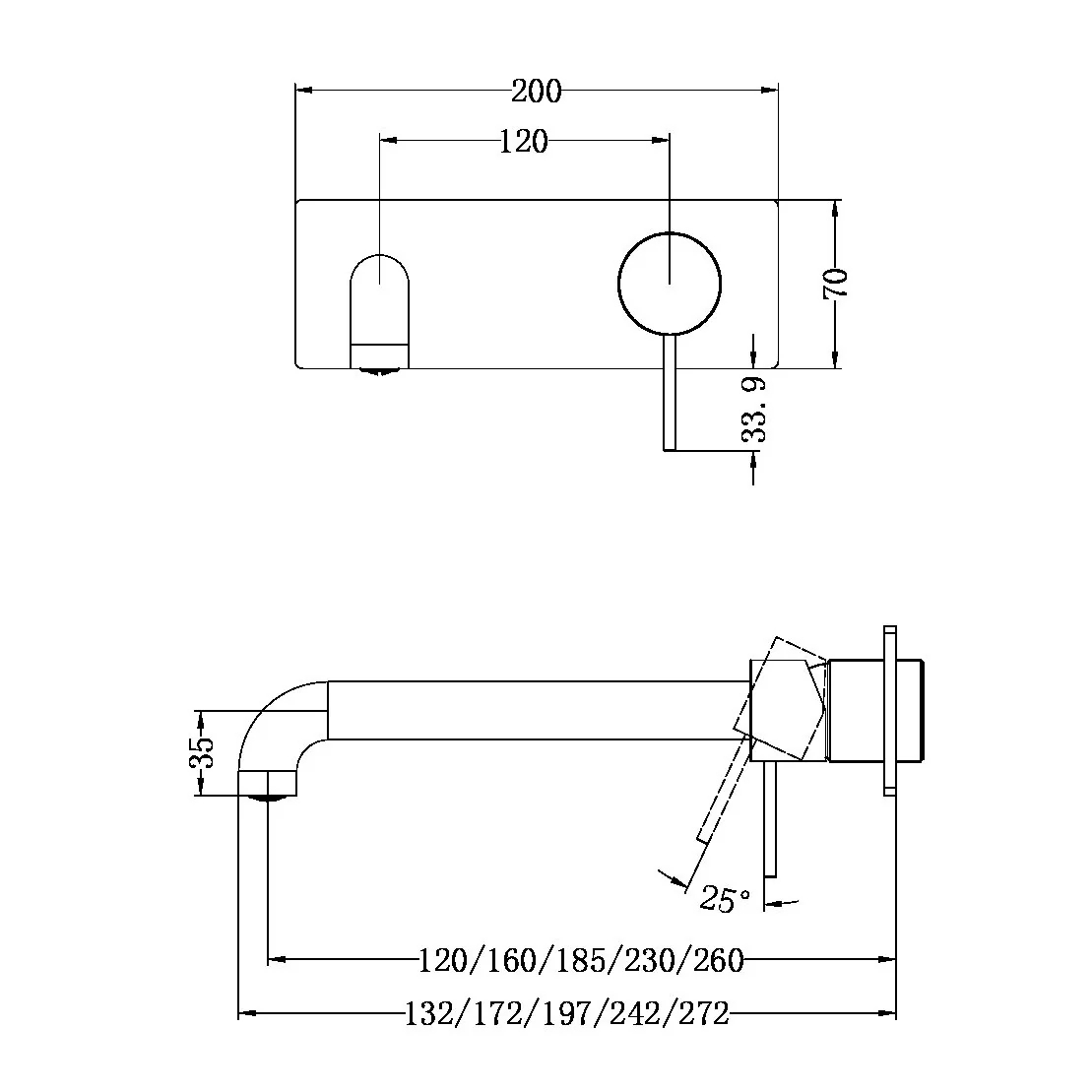 Mecca Wall Basin/bath Mixer 260mm - Image 29
