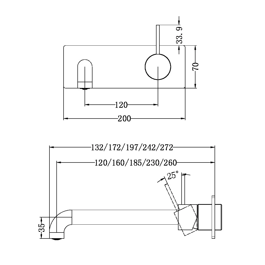 Mecca Wall Basin/bath Mixer Handle Up 160mm - Image 28
