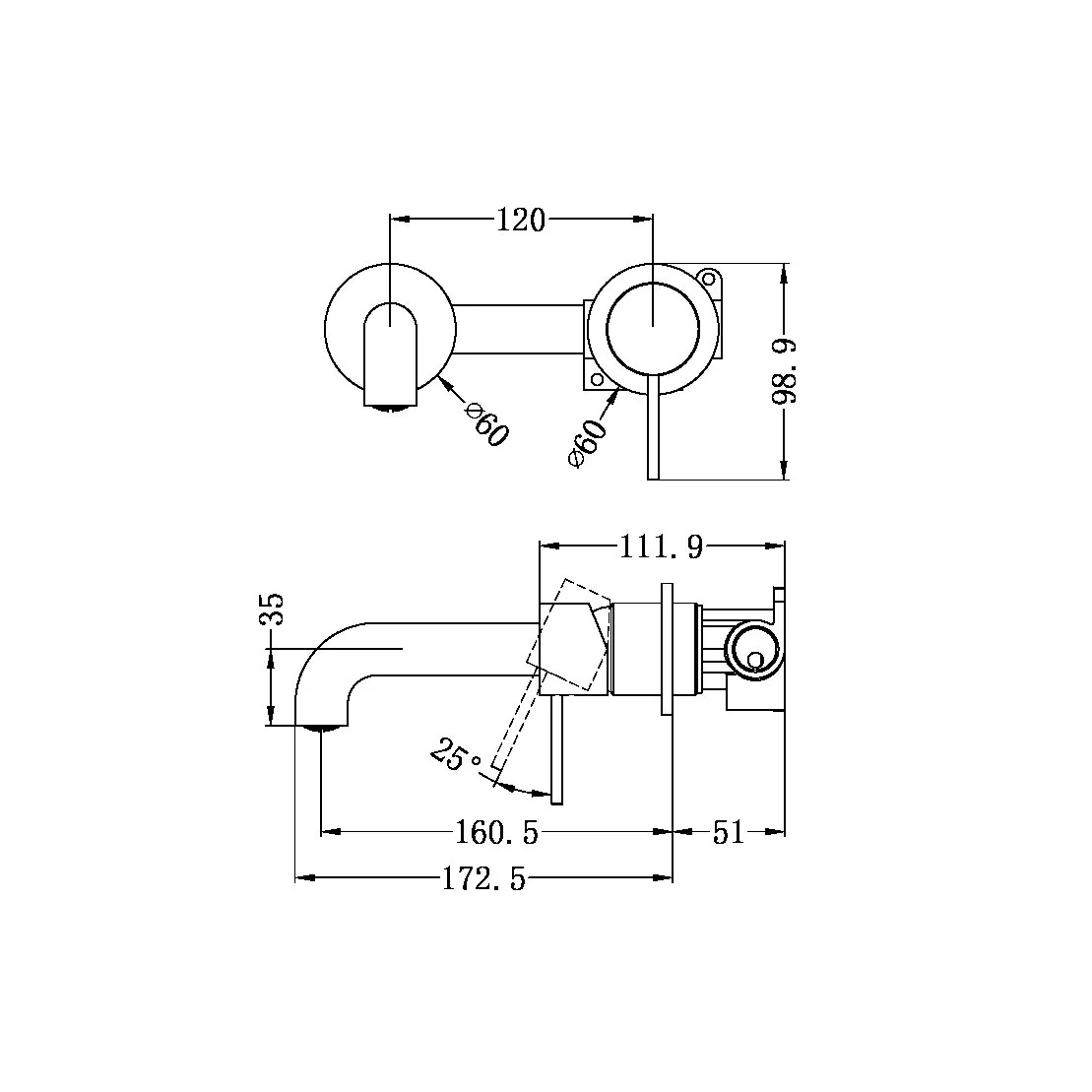 Mecca Wall Basin Mixer 160mm - Image 5