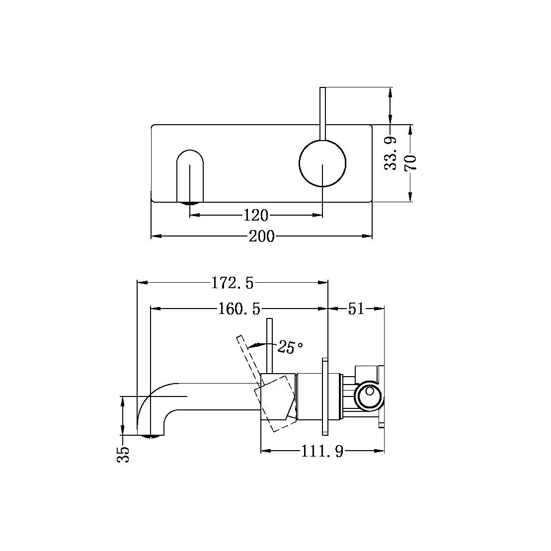 Mecca Wall Basin Mixer Handle Up 160mm - Image 27